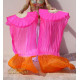 Paire de fan veil de danse orientale fuschia et orange