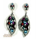 Boucles d'oreilles fantaisie feuille strass multicouleurs