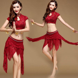 Ensemble pour cours de danse orientale 2 rouge foncé