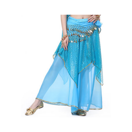Jupe pétale de danse orientale à paillettes bleu ciel