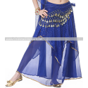 Jupe de danse orientale à pans et paillettes bleu roy