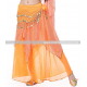 Jupe de danse orientale à pans et paillettes orange