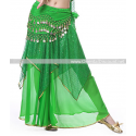 Jupe de danse orientale à pans et paillettes vert foncé