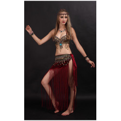 Costume tribal de danse orientale rouge