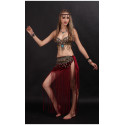 Costume tribal de danse orientale rouge