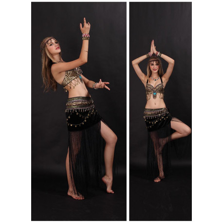 Costume tribal de danse orientale noir