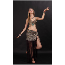 Costume tribal de danse orientale ton léopard