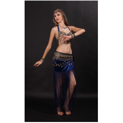 Costume tribal de danse orientale bleu