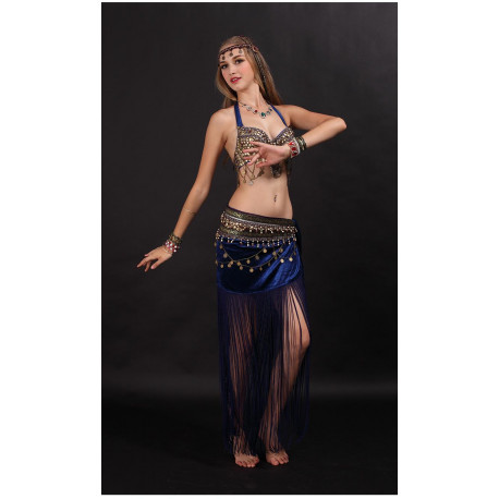 Costume tribal de danse orientale bleu