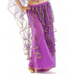 Jupe de danse orientale violette à froufrous brillants 
