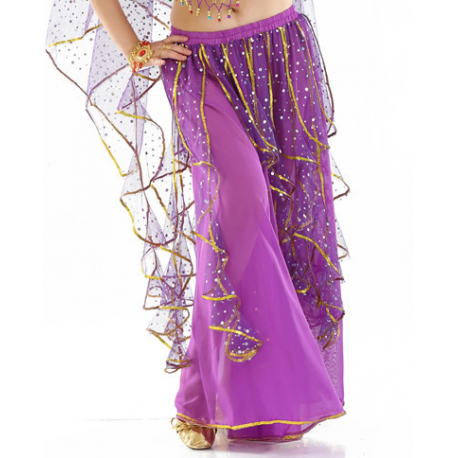 Jupe de danse orientale violette à froufrous brillants 