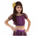 Haut enfant de danse orientale à paillettes violet foncé