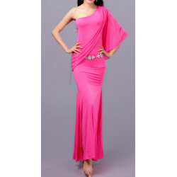 Robe de danse orientale longue femme fuschia