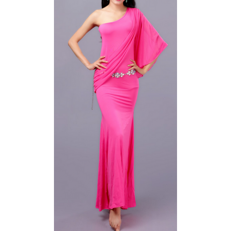 Robe de danse orientale longue femme fuschia