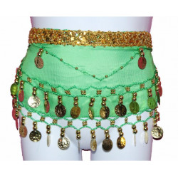 Ceinture de danse orientale enfant vert foncé et doré