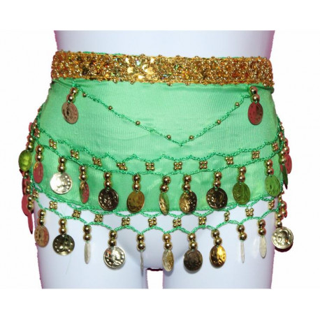 Ceinture de danse orientale enfant vert foncé et doré