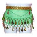 Ceinture de danse orientale enfant vert foncé et doré