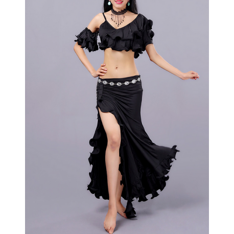 Tenue de danse orientale femme noire 3 pièces