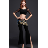 Tenue d'entraînement de danse orientale 2 pièces brassière + pantalon noir