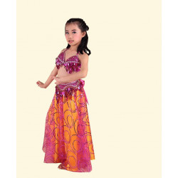 Costume de danse orientale enfant fuschia et orange