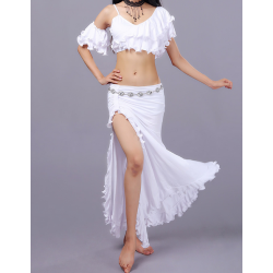 Tenue de danse orientale femme blanche 3 pièces