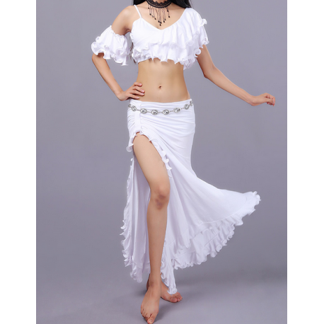 Tenue de danse orientale femme blanche 3 pièces