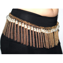 Ceinture métal de danse orientale or et perles 