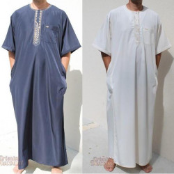 Djelaba homme à manches courtes brodé
