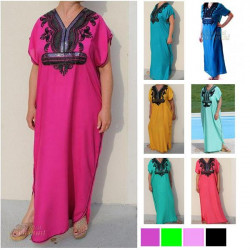 Djellaba femme sans manches broderie au cordon noir