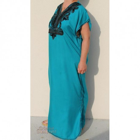 Djellaba femme sans manches broderie au cordon noir
