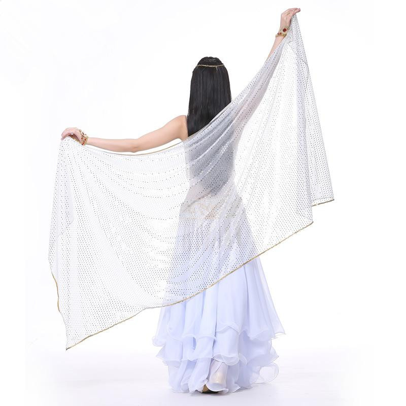 Voile De Danse Orientale En Soie - Dégradé Blanc - Taille L (250x114 Cm) - Pour Danse Du Ventre, Spectacle, Déguisement