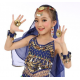 Top enfant de danse orientale à grelots et pastilles dorées bleu nuit