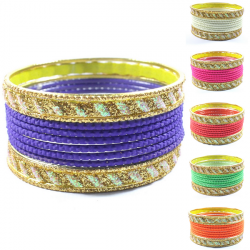 Lot de bracelets bangles bollywood couleurs acidulées