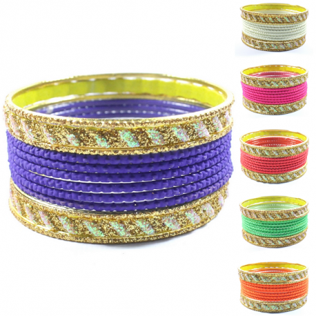 Lot de bracelets bangles bollywood couleurs acidulées