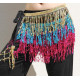 Ceinture de danse orientale à franges pailletées tricolore