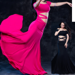 Robe de danse orientale avec liens irisés strass