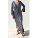 Robe baladi/Saidi de danse orientale noire et argent