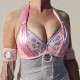Soutien gorge satin de danse orientale rose clair bonnet C D