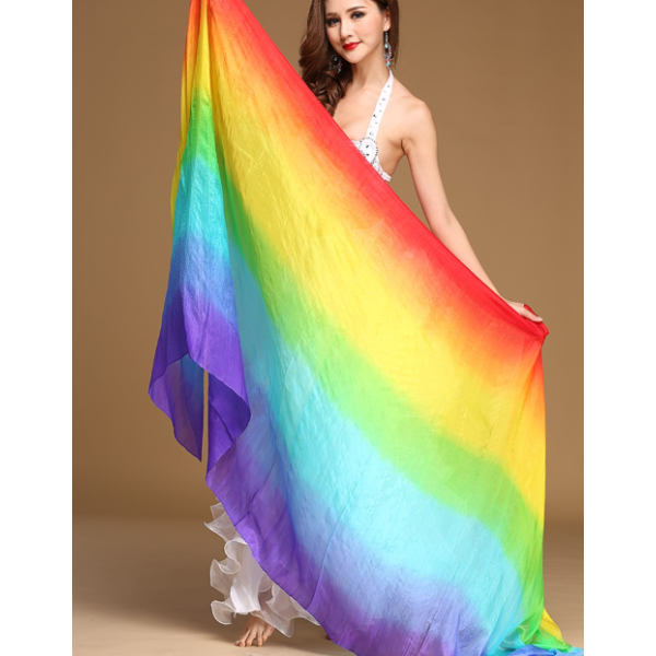 Voile de danse orientale en soie rainbow
