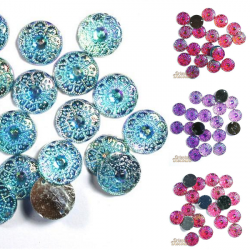 Lot de 20 strass nacrés forme fleur à coudre rose
