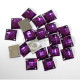 Lot de 20 carrés strass violet à enfiler