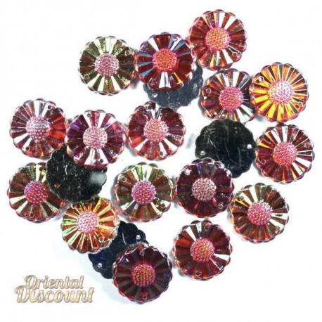 Lot de 20 strass coudre Marguerite rouge