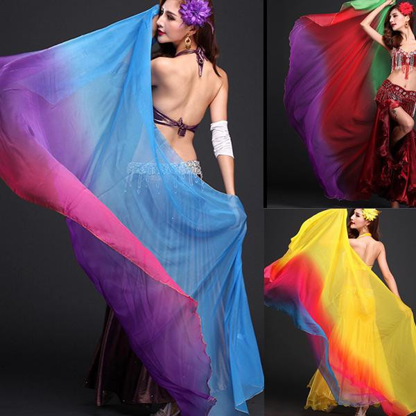 Vêtements De Scène Voile De Danse Du Ventre Dégradé De Couleur 220cm 120cm,  Écharpe De Danse Bollywood En Soie, Châle Arc En Ciel, Enveloppe Faciale Du  16,5 €