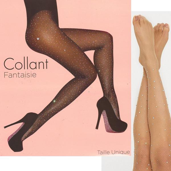 Collants mini-résille strass