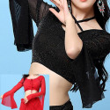 Top de danse orientale transparent brillant