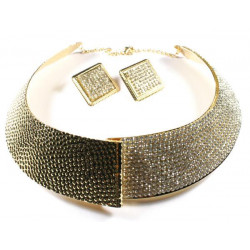 Collier strass métal doré