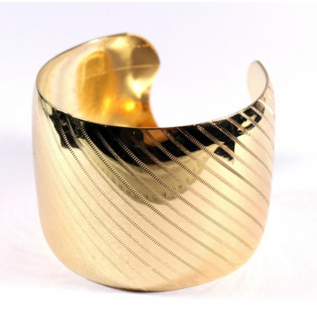 Bracelet manchette strié en métal