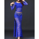 Tenue de danse orientale en dentelle 2 pièces bleu nuit
