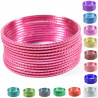 Lot de 12 bracelets bangles indiens striés couleur unie