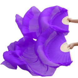 Paire d'Eventails en soie ourlés violet